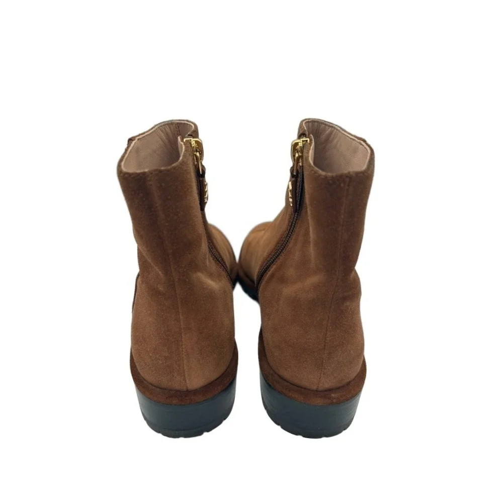 Stuart Weitzman Ankle Boots Women's Size 6 Brown Suede Leather Lug Sole